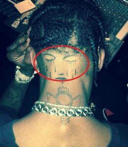 Crying Face on the Back of his Neck Travis Scott 