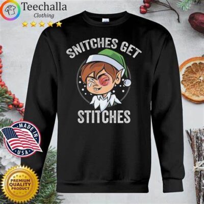 Elf Ugly Christmas Sweater Snitches Get Stitches
