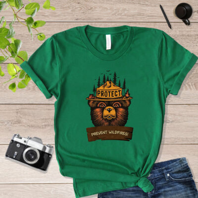Smokey Bear & Protect Forest Smokey The Bear Shirt mockup_green