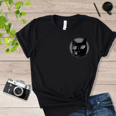 Black & White Cat Dad Cat Dad T Shirt mockup_black