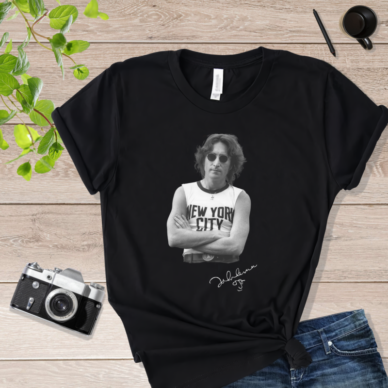 Black & White John Lennon New York City Graphic John Lennon New York City Shirt