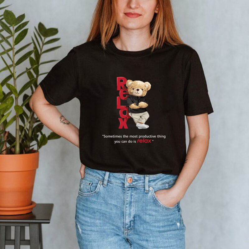 Relaxed Teddy Bear Graphic With Relaxing Quote Teddy Bear T-shirt