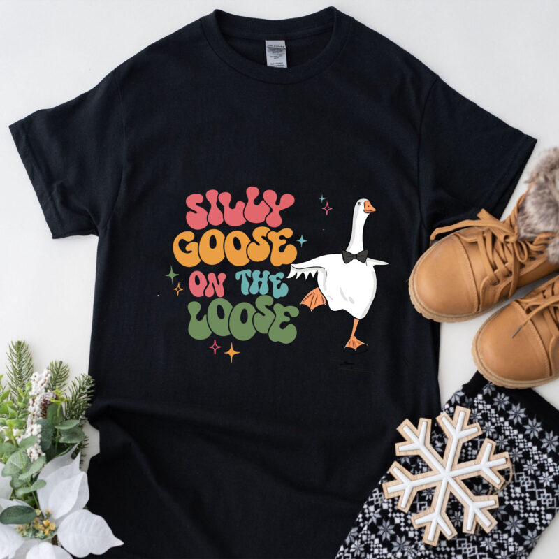 Retro Silly Goose On The Loose Silly Goose T Shirt mockup_black
