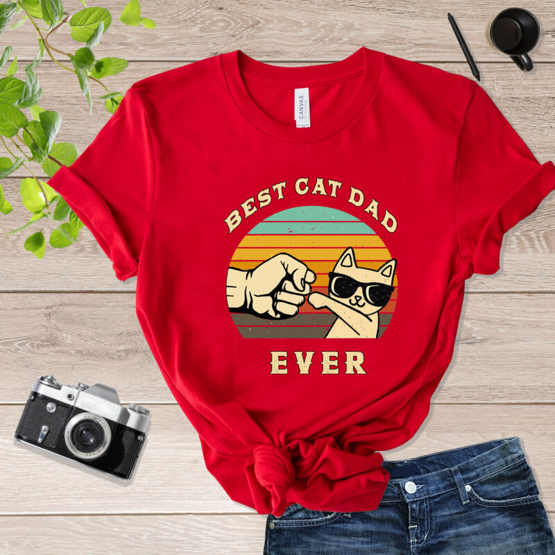 Vintage Best Cat Dad Ever Bump Cat Dad T Shirt mockup_black
