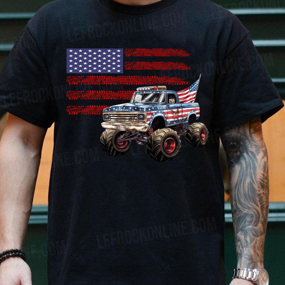 American Flag Monster Truck Monster Truck Tshirt