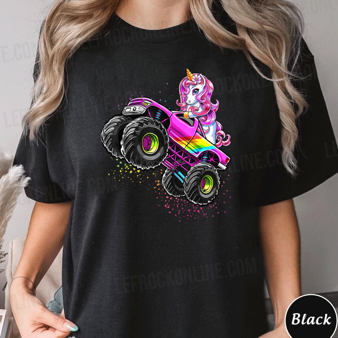 Monster Truck Unicorn Birthday Party Monster Truck Girl Shirt
