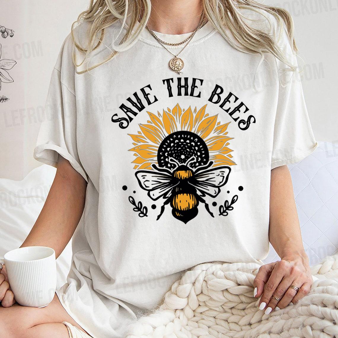 The Bee & Sunflower With Save The Bees Quote Save The Bees Shirt