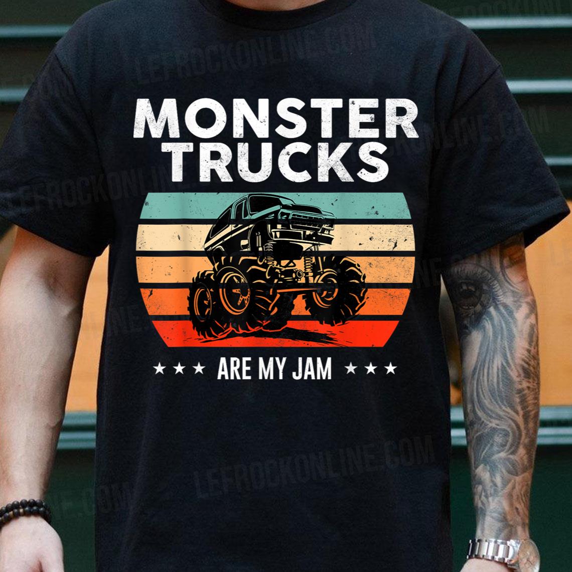 Vintage Monster Truck Are My Jam Retro Sunset Cool Engines